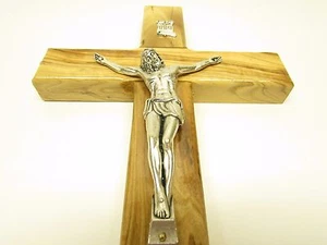 10" Large Olive Wood Crucifix - Hanging Wall Cross - Hand made in the Holy Land - Picture 1 of 3