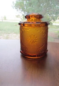 Vintage Indiana Amber Tiara Sandwich Glass 7 1/2" Medium Canister Biscuit Jar - Picture 1 of 5