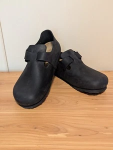 Scarpe BIRKENSTOCK London taglia 38 in pelle nera oliata nuove sul retro - Foto 1 di 9