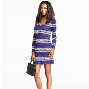 DVF Diane von Furstenberg Reina Pfeilbänder Tunika Kleid Neu Lila Neu 0 - Bild 1 von 6