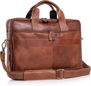 Leather briefcases Laptop Messenger Bags for Men and Women Best Office Bag - Picture 1 of 52