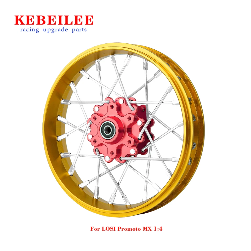 KEBEILEE CNC Aluminum Front Wheel V2 For LOSI Promoto MX motorcycle  1:4 Gold - Image 1 of 1