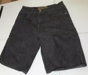 Southpole Premium 40 14 Mens Wide Leg Denim Shorts Dark Gray Black Y2k Hip Hop - Picture 1 of 6