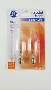 GE 2 Pack Crystal Clear 40w Decorative CA Type 1 Year Life Bulb 76236