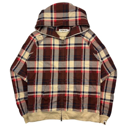 A BATHING APE (BAPE) Felpa con cappuccio e zip a scacchi vintage da donna Bape piccola