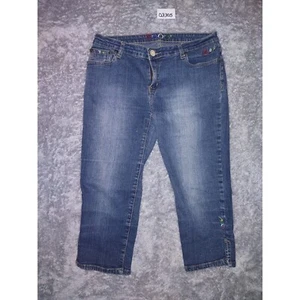 VTG COOGI Y2K Capri Jeans Embroidered Flower Denim Cropped Pants Size 8 UK,Beach - Picture 1 of 9