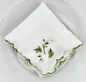 Vintage Embroidered Daisy Tea Towels/Napkins Lot of 6 - Floral Garden Luncheon - Picture 1 of 12