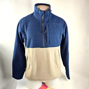 Billabong Felpa Uomo Blu Medio Beige Mezza Zip A/Div Surf Fleece Pullover - Foto 1 di 10