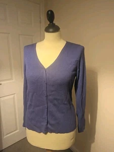 Lilac Cardigan Button Up V Neck Basic Classic Size M Violet Purple - Picture 1 of 5