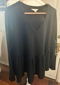 Terra Sky schwarze stretchige Bluse/Pullover 1X neu mit Etikett - Bild 1 von 5