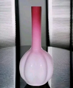 Botella italiana vintage de vidrio soplado ~ jarrón ombre opalino estuche grande mediados de siglo - Imagen 1 de 10