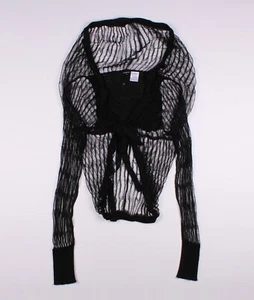 Et Compagnie Grunge Linen Blend Net Knit Black Cardigan Size 3 - Picture 1 of 9