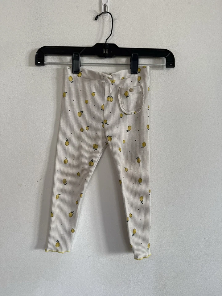 Брюки эластичные Zara Baby Girl ребристые лимонные без застежек, размер 2/3 Y - Изображение 1 из 4