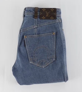 Damen Louis Vuitton FR36 160/64A LV Monogram Patches Blau Baumwolle Slim Jeans - Bild 1 von 17