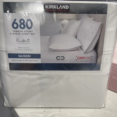 KIRKLAND SIGNATURE 680TC 6PC QUEEN SHEET SET COLOR BRIGHT WHITE - Image 1 of 4