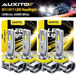 4x AUXITO H11 H8 LED Headlight Hi/Low Beam Bulbs Kit 6500K White Super Bright A+ - Foto 1 di 14