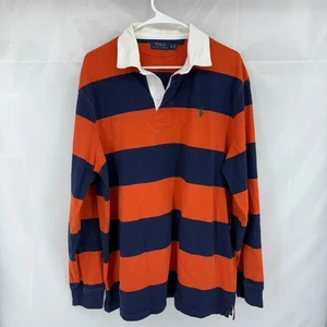 Polo Ralph Lauren Herren XL Rugby Shirt gestreift blau orange Langarm Sport Oberteil - Bild 1 von 9