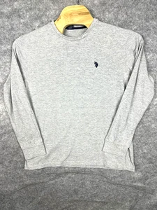 Camisa Polo Assn de Estados Unidos Para Hombres Gris Mediana Manga Larga Cuello Redondo Bordado Logo Camiseta - Imagen 1 de 8