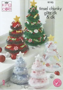 King Cole Strickanleitung DK&Chunky Weihnachten Xmas dekorierte Bäume -9195 - Bild 1 von 3