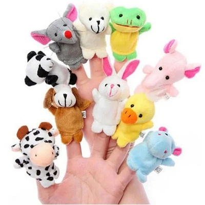 Juego de 10 marionetas de dedo - Mini juguetes de marionetas de mano de animales para regalos infantiles Foto 1 de 4