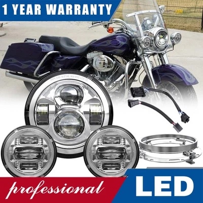 Faros LED 7" para CVO Road King 2002-2003 + luces antiniebla de paso de 4,5" Foto 1 de 4