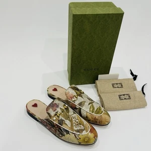 GUCCI Princetown GG Supreme H2O Floral Mules Slides Slipper Size 40.5 Beige NEW - Picture 1 of 18