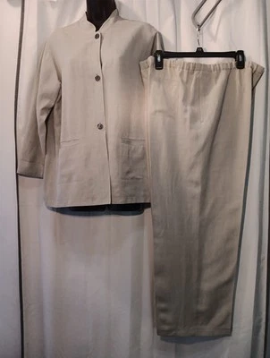 Blazer de seda y lino granate hill y pantalones de pierna ancha 8 Petite Foto 1 de 4