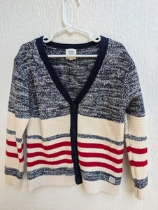 Carrement Beau Striped Knit Cardigan Sweater Red White Blue Unisex Size 6 - Picture 1 of 5
