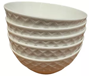 Mikasa Trellis White Bone China Fruit Bowls 4 1/2" Set of 5-MINT - Picture 1 of 16