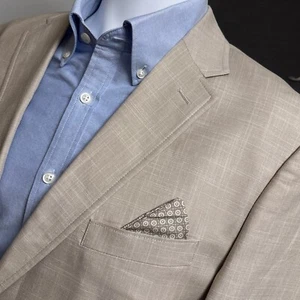 Joseph Abboud Sport Coat L Beige Cotton Blazer Jacket Casual Nautical 40R - Picture 1 of 12