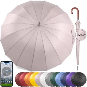 Windproof Umbrella Black Large 54 Inch Automatic Open for 2 Persons Stormproo... - Picture 1 of 9