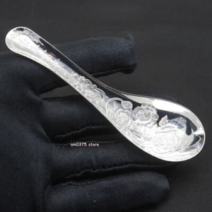 Pure 999 Fine Silver Soup Spoon Flatware Peony Flower Dinner Spoon /16-17g - Picture 1 of 7