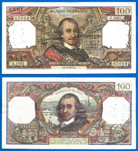 France 100 Francs 1977 3 March Serie J Corneille Europe Free Shipping World - Picture 1 of 3