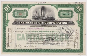 Certificado de acciones de Invincible Oil Corporation 1920 Virginia - Imagen 1 de 1