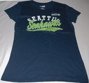 Seattle Seahawks Baby Doll Shirt Ladies Medium Navy Teal Majestic Athletics NFL - Picture 1 of 2