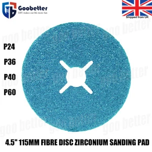 25PCS 4.5'' FIBRE DISC BLUE ZIRCONIUM 115MM SANDING PAD P24~60 GRIT INOX METAL - Picture 1 of 6
