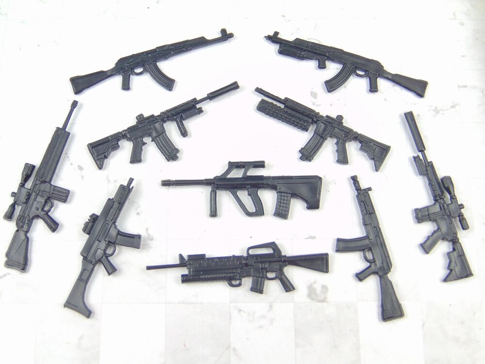 Custom Weapons 1:12 Scale 6" Figs 10pc Modern Military Assault Rifle Arsenal Set