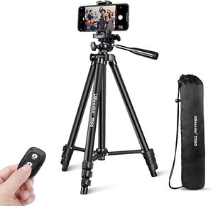 Phone Tripod, 51" Adjustable Travel Video Tripod Stand +Cell Phone Mount Holder