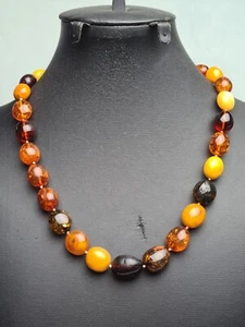 mixed amber bead necklace - butterscotch cognac cherry honey - Picture 1 of 24