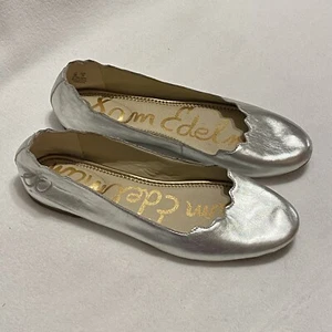 Sam Edelman Finnegan Scalloped Silver Ballet Flats Womens size 7M - Picture 1 of 10