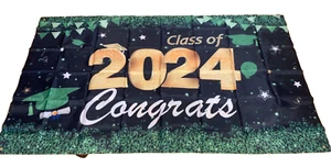 Class of 2024 Congrats Graduation Banner Ships Fast - Picture 1 of 1