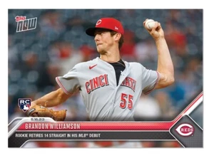 2023 Topps Now Brandon Williamson Rookie Card RC Retires 14 Straight In Debut - Picture 1 of 2