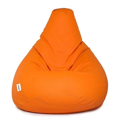Funda Sofá Silla Bean Bag Redonda Imitación Cuero Talla XXXL (Sin Frijoles) Naranja Foto 1 de 4