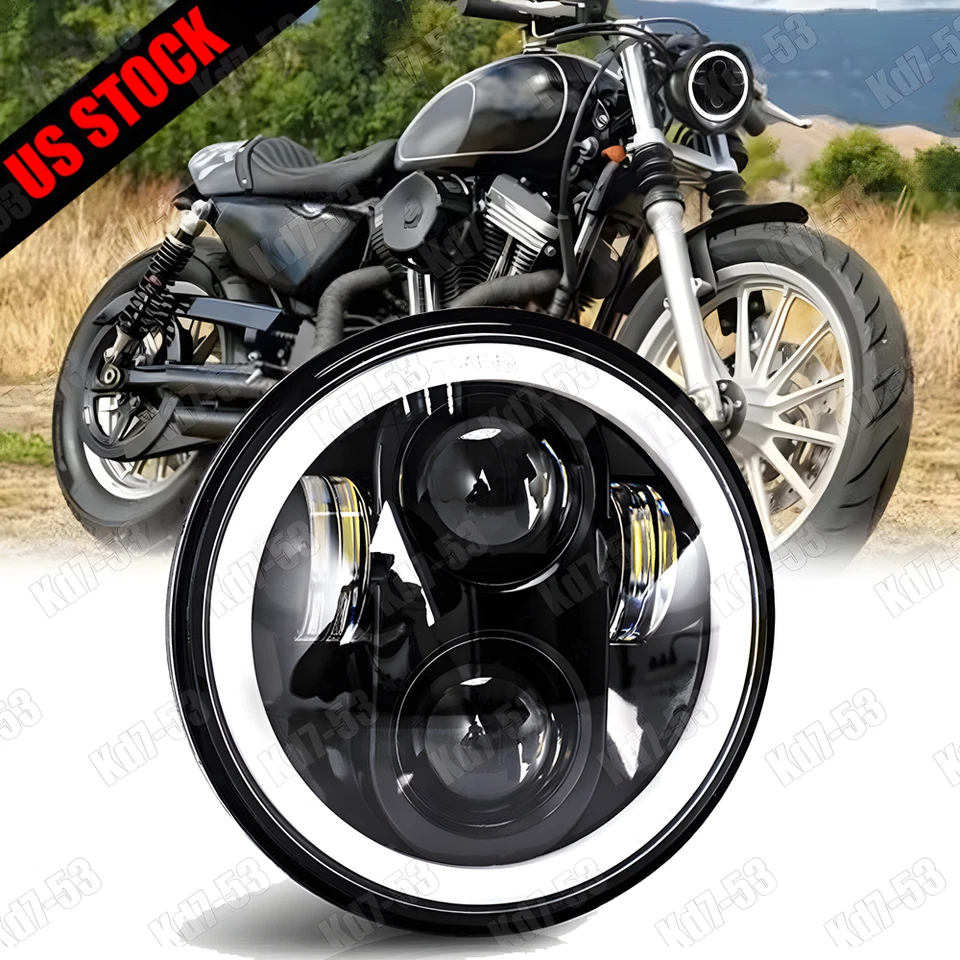 5 3/4 英寸 5.75 英寸 LED 车头灯高/低光束适用于哈雷戴维森铁 883 XL883N — 第 1/4 张图片