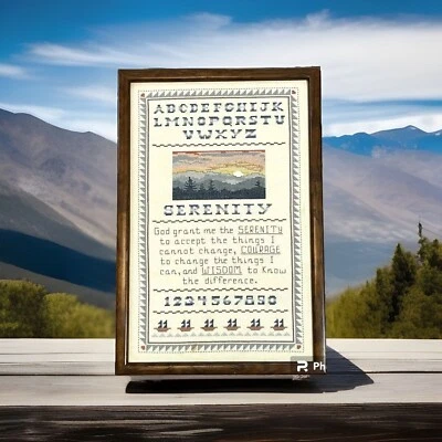 Linda Myers Serenity Sampler Cross Stitch Pattern Prayer Letters Numbers Sunrise - Image 1 of 4
