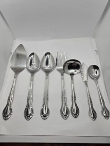Columbia Beaded Handle Stainless Steel Flatware Complete Serving Set 7 pcs. - Picture 1 of 15