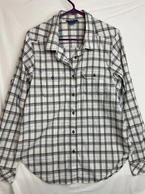 Camisa Kavu con botones blanca a cuadros con botones informal al aire libre uso diario L Foto 1 de 4