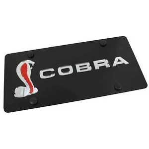 Ford Cobra Dual Logo License Plate (Black) - Picture 1 of 5