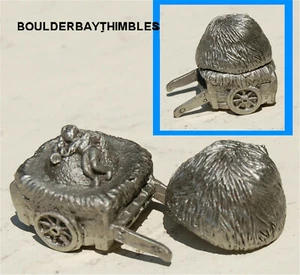 TCC PEWTER THIMBLE - CURIOSITY SET HAY CART with SLEEPING BOY 1992 2-PART HTF - Picture 1 of 6