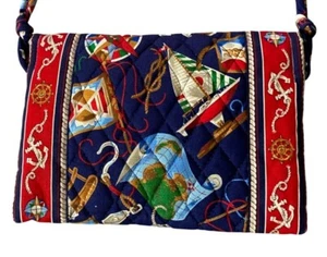Vera Bradley gesteppte Umhängetasche Handtasche maritimes Muster verstellbarer Riemen klein - Bild 1 von 7